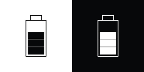 Battery life icon in flat version on black and white background