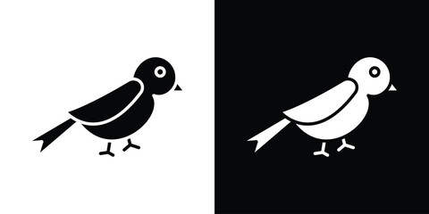 Bird icon in flat version on black and white background