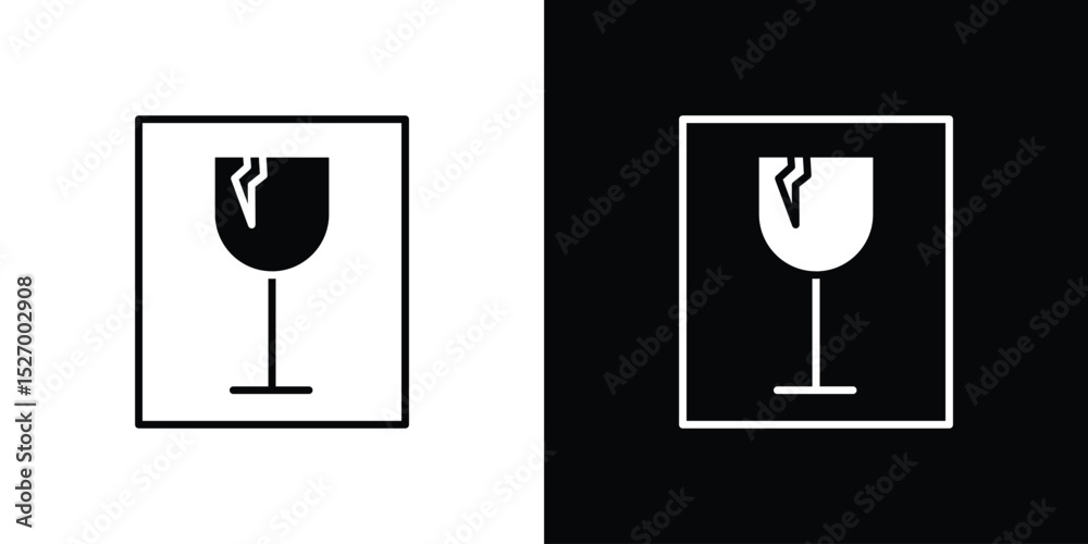 Fototapete Box fragile icon in flat version on black and white background