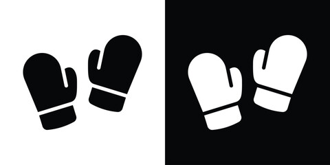 Boxing glove icon in flat version on black and white background