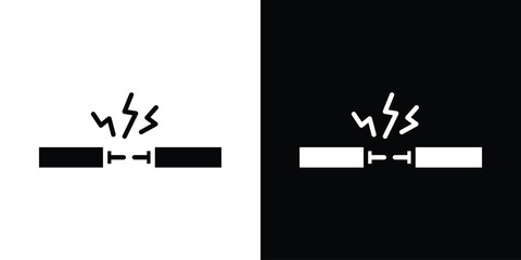 Broken Wire Icon icon in flat version on black and white background