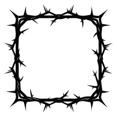 Fototapeta premium Square Crown of Thorns Silhouette Religious Symbol, Illustration, Isolated on White