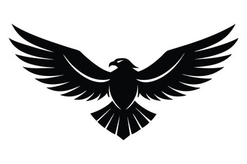 Obraz premium Striking Black Eagle Silhouette with Open Wings on a White Background Image