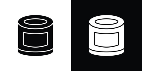 Can food icon in flat version on black and white background