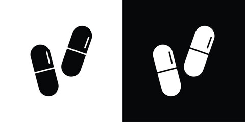 Capsule icon in flat version on black and white background
