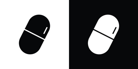 Capsules icon in flat version on black and white background