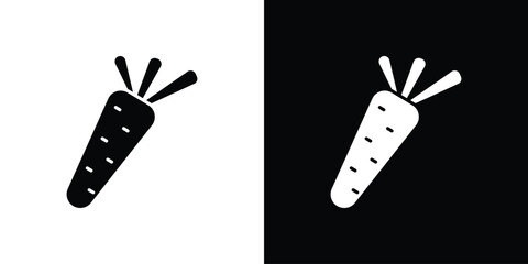 Carrot icon in flat version on black and white background