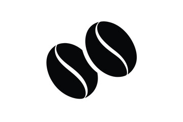 Two Black Coffee Beans Isolated on White Background, Minimalist Design Style