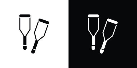Crutch icon in flat version on black and white background