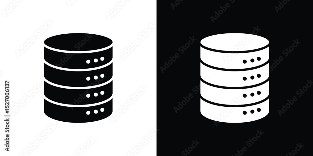 Fototapete database icon in flat version on black and white background