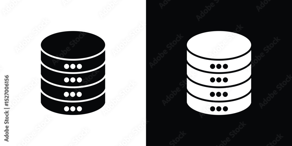 Fototapete database icon in flat version on black and white background