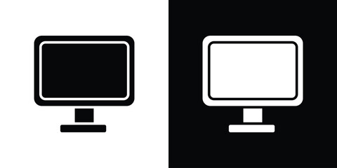 Desktop icon in flat version on black and white background