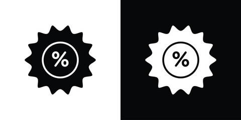 Discount icon in flat version on black and white background