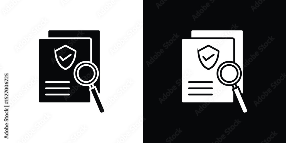 Fototapete Document verification icon in flat version on black and white background