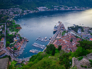 sunset in Kotor bay, Montenegro