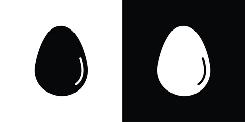 Egg icon in flat version on black and white background