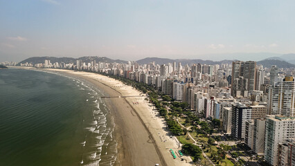 Aerial images of Santos beach, south coast of São Paulo, Brazil