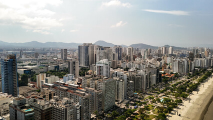 Aerial images of Santos beach, south coast of São Paulo, Brazil