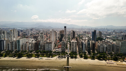 Aerial images of Santos beach, south coast of São Paulo, Brazil