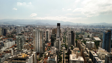 Fototapeta premium Aerial images of Santos beach, south coast of São Paulo, Brazil