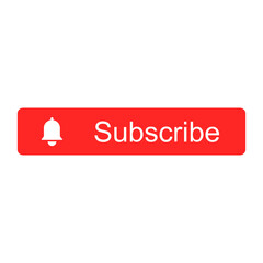 Red suscribe button with bell notification concept icon