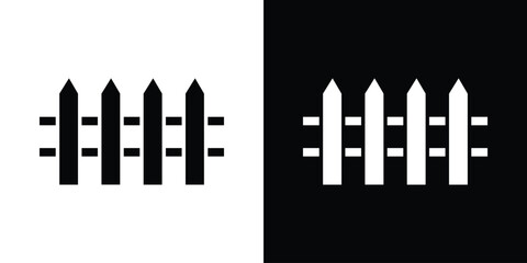 Fence icon in flat version on black and white background