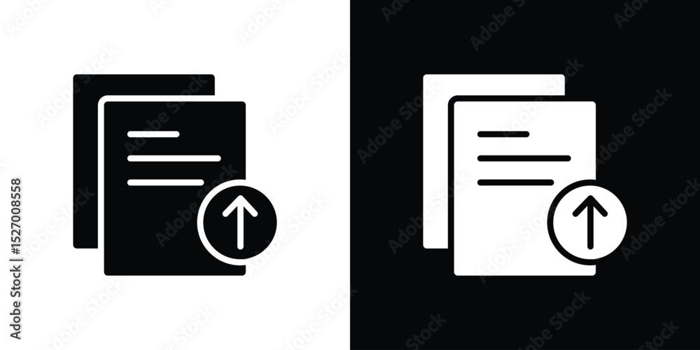 Fototapete File upload icon in flat version on black and white background