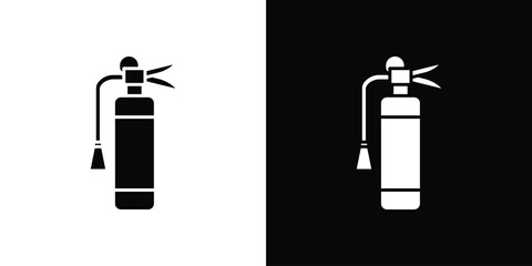 Fire extinguisher icon in flat version on black and white background