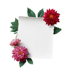 A white piece of paper with a pink flower on it