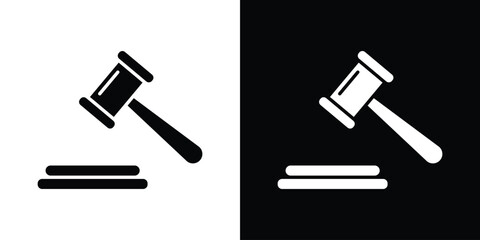 Gavel icon in flat version on black and white background