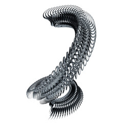 Metallic 3D Effect model abstract. Silver gear model. Stunning Metallic Shapes.