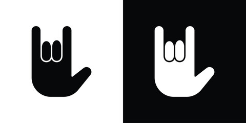 Hand Horns icon in flat version on black and white background