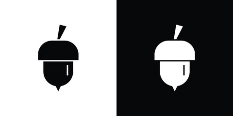 Hazelnut icon in flat version on black and white background