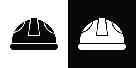 Helmet icon in flat version on black and white background