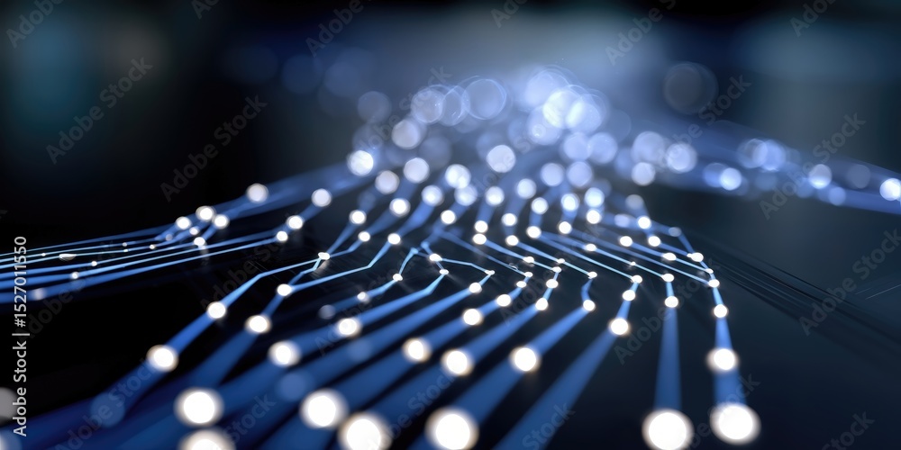 Poster Abstract Network of Glowing Nodes and Lines, Illustrating Connectivity and Digital Transformation, Ideal for Technology and Innovation : Generative AI