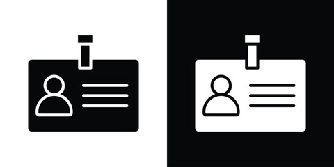 ID badge icon in flat version on black and white background