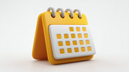Yellow desk calendar icon isolated on white background