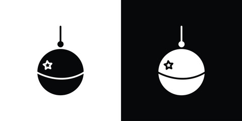 Jingle bell icon in flat version on black and white background