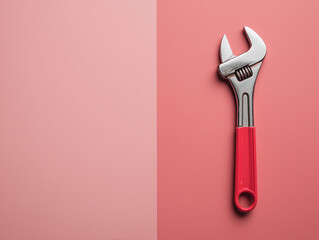 Wrench on pink split background