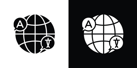 Fototapeta premium Language icon in flat version on black and white background