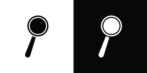 Loupe icon in flat version on black and white background