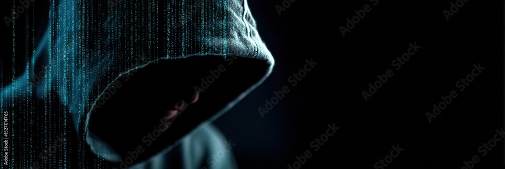 Fototapete Cybersecurity Analyst Monitors Phishing Threats Through a Virtual Interface in a Dimly Lit Workspace Focused on Data Analysis