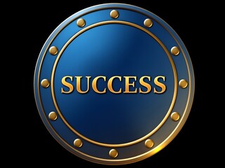 Glowing blue shield with bold golden "SUCCESS" text symbolizing victory, protection, achievement, and triumph in a futuristic and empowering design
