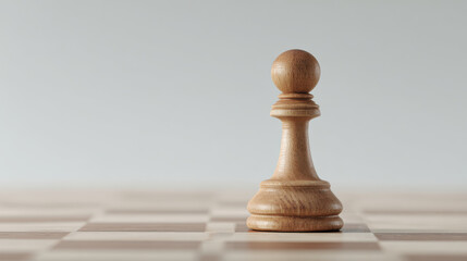vertical chess pawn on empty chessboard symbolizing uncertainty in game