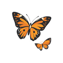 A Mother Butterfly With Her Kid vector 2D flat illustration, isolated on a white background.