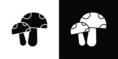 Mushrooms icon in flat version on black and white background