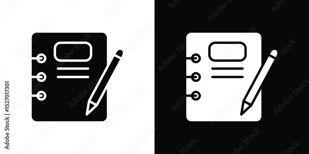 Fototapete Notebook icon in flat version on black and white background