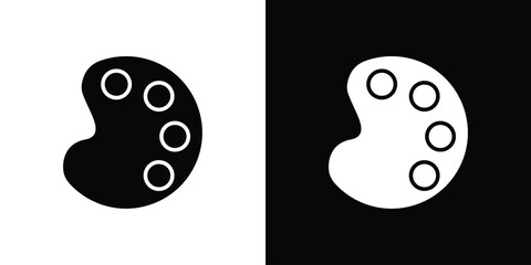 Palette icon in flat version on black and white background