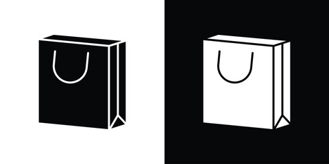 Paper bag icon in flat version on black and white background