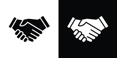 Partnership icon in flat version on black and white background